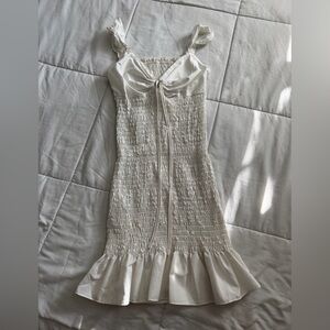 White Ruched Detail Fabric